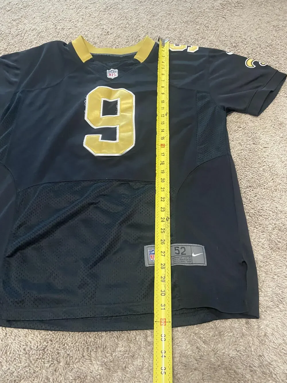 New Orleans Saints Jersey Mens 2XL Black NFL Football Drew Brees 9 Nike